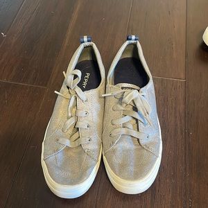 Gray sparkly Sperry sneakers. Size 9.5
